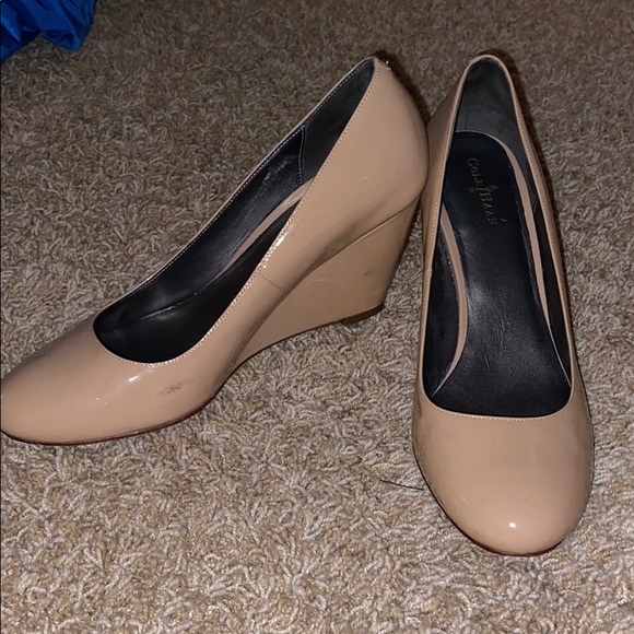 Cole Haan Nude Patent Wedge Heels - Picture 2 of 5